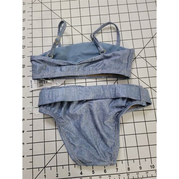 NWT PQ PIlyq 4 Denim Belted Girls Bikini 118594